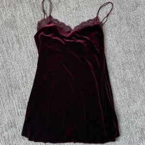 Free People Yasmine Velvet Slip Dress Burgundy Large